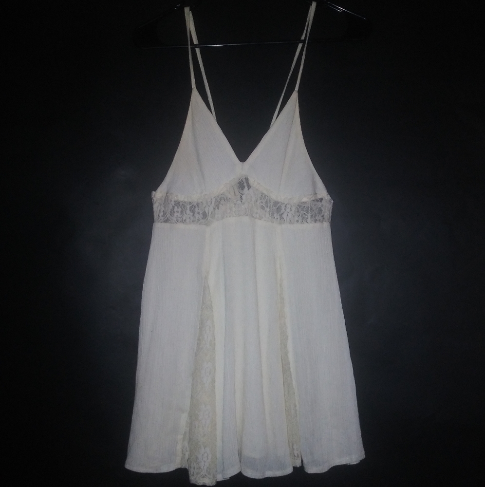 Ivory halter with lace inserts